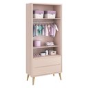 Ver imagem 3 de Quarto de Bebê Theo 2 Portas Rosa com Pés Madeira Natural – Reller
