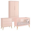 Ver imagem 1 de Quarto de Bebê Theo 2 Portas Rosa com Pés Madeira Natural – Reller