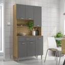 Ver imagem 1 de Armário Cozinha Compacta Apolo com 6 Portas e 1 Gaveta em Mdp Freijó/gris - Kits Paraná