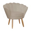 Ver imagem 3 de Kit Namoradeira + 1 Poltrona Decorativa Pétala Suede Capuccino Pés Madeira Ms Decor