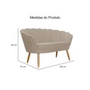 Ver imagem 2 de Kit Namoradeira + 1 Poltrona Decorativa Pétala Suede Capuccino Pés Madeira Ms Decor