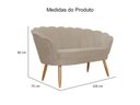 Ver imagem 2 de Kit Namoradeira + 1 Poltrona Decorativa Pétala Suede Capuccino Pés Madeira Ms Decor