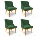 Ver imagem 1 de Kit 04 Cadeiras de Jantar Liz Veludo Base Fixa Madeira Castanho - D’Rossi - Verde