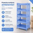 Ver imagem 3 de Estante Organizadora Infantil Azul 5 Prateleiras Multiuso Rack Vertical para Brinquedos Fruteira