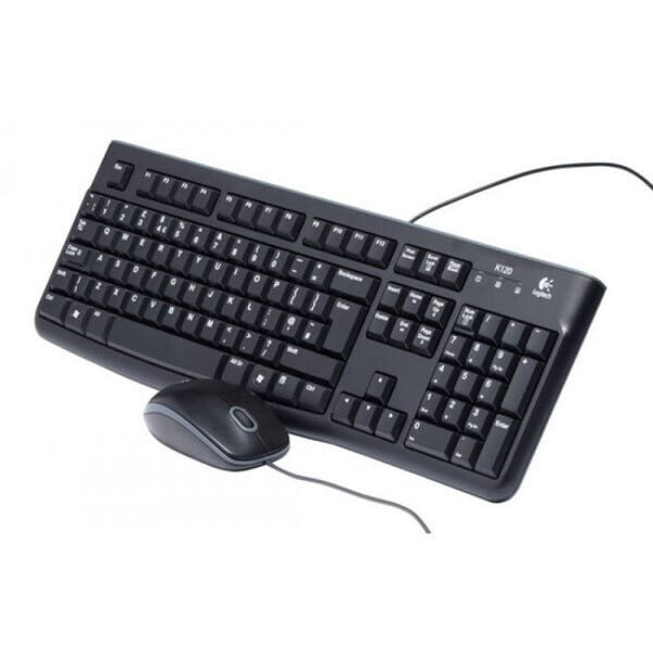 Teclado E Mouse Óptico Logitech Com Fio Usb Mk120 Preto