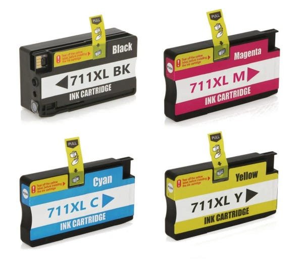 4 x Cartuchos de Tinta Compatível 711 XL para Designjet Plotter T130 e T530  da HP com 170 ML | MadeiraMadeira
