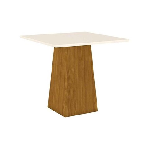 Mesa de Sala Jantar Dora + Tampo Madeirado 90x90cm Nature/off White - Henn