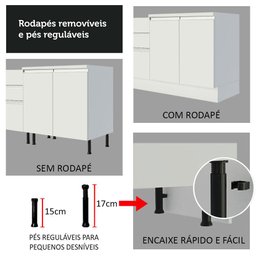 Armário de Cozinha Completa 100% MDF 300cm Frentes Branco Smart Madesa 02 - 3