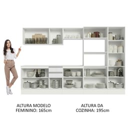 Armário de Cozinha Completa 100% MDF 300cm Frentes Branco Smart Madesa 02 - 7