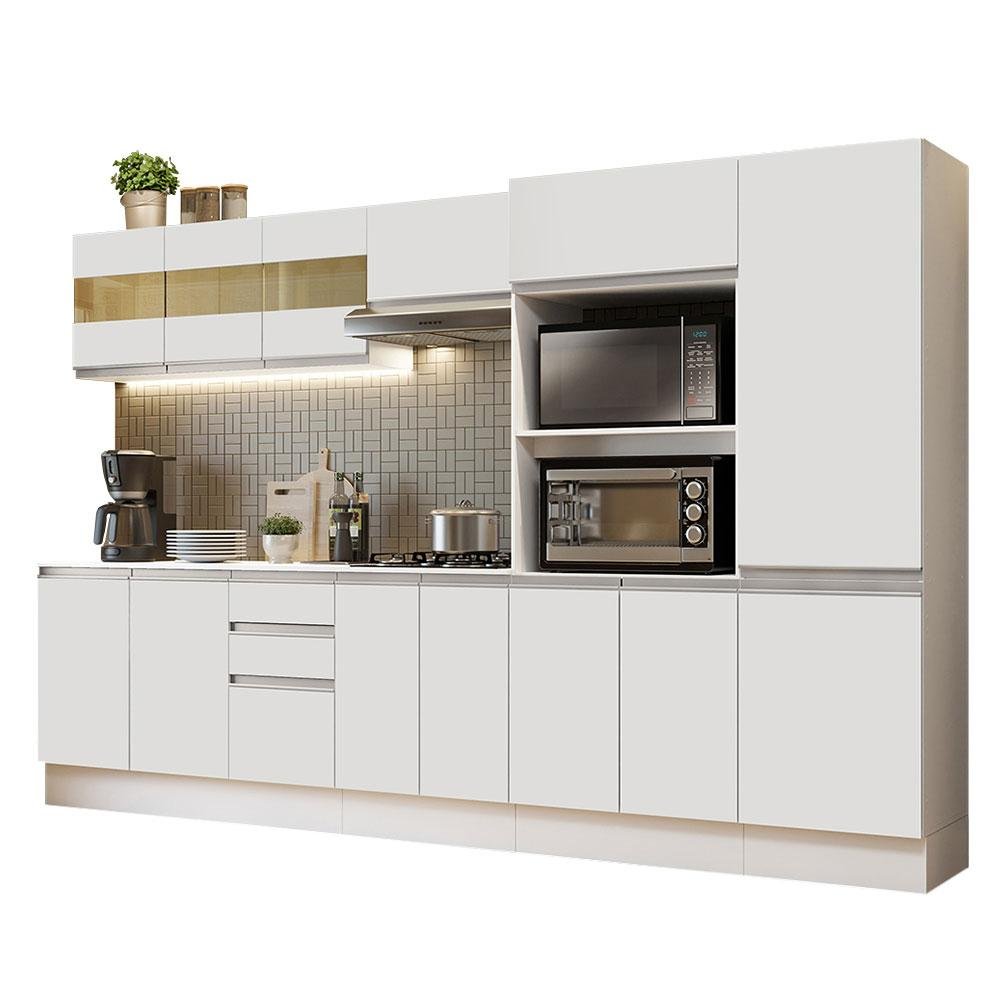 Armário de Cozinha Completa 100% Mdf 300cm Frentes Branco Smart Madesa 02 - 2