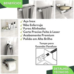 Kit Acessórios Para Banheiro Inox 6 Peças ELG - 2