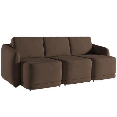 Sofá Cama para Sala de Estar 3 Lugares 276cm Montserrat K01 Veludo Marrom - Lyam Decor