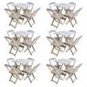 Ver imagem 1 de Kit 6 Conjuntos De Mesa Com 4 Cadeiras De Madeira Dobravel 70X70 Sem Pintura/Crua - Marrom