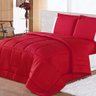 Kit Edredom Casal Queen + Jogo de Lençol 06 peças Aconchego Dupla Face Cotex Vermelho - 1