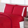 Kit Edredom Casal Queen + Jogo de Lençol 06 peças Aconchego Dupla Face Cotex Vermelho - 2