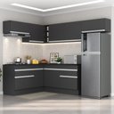 Ver imagem 1 de Armário de Cozinha Completa de Canto com Rodapé Veneza Multimóveis Mp2104.898 Preto/branco