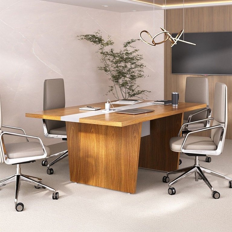 Mesa de Reunião Modular Y37 Freijó/branco - Artany Mesa de Reunião Modular Y37 Freijó/branco - Artany