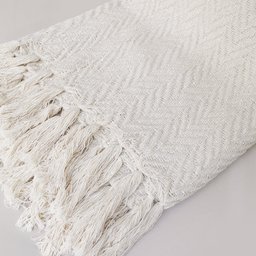 Manta Decorativa em Algodão para Sofá/poltrona 2.10m X 1.50m Decoração 100% Algodão Rúistico Cru - 4