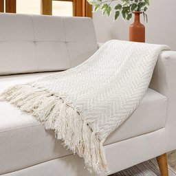 Manta Decorativa em Algodão para Sofá/poltrona 2.10m X 1.50m Decoração 100% Algodão Rúistico Cru - 3