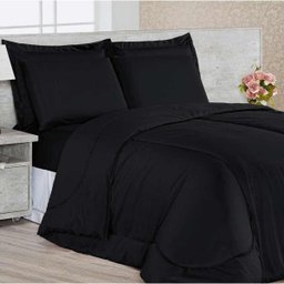 Kit Jogo de Cama Casal Queen + Jogo de Lençol 06 peças Aconchego Dupla Face Cotex Preto - 1