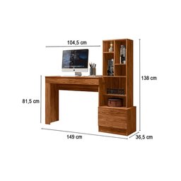 Mesa Escrivaninha Computador Gamer, Notebook Estante Livros:conamomo Mel - 3