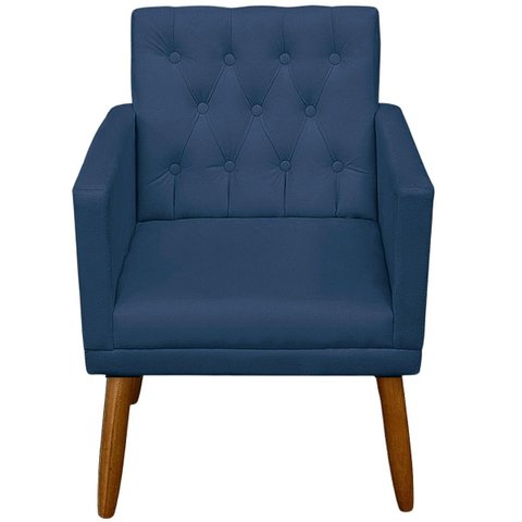 Poltrona Decor para Studio Cliente Tecido Suede Base Fixa Pés em Madeira Natural Suporta 120 Kg