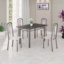 Ver imagem 1 de Conjunto Sala de Jantar com 4 Cadeiras Lívia Prata/Bege