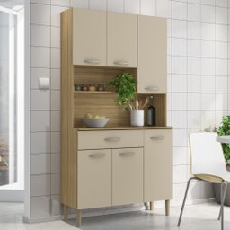 Armário de Cozinha Compacta 6 Portas 1 Gaveta Apolo - Freijó/vanilla - 1