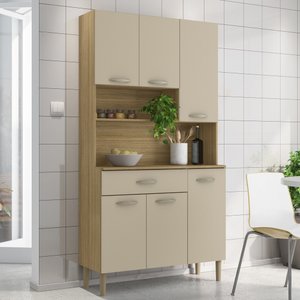 Armário de Cozinha Compacta 6 Portas 1 Gaveta Apolo - Freijó/vanilla