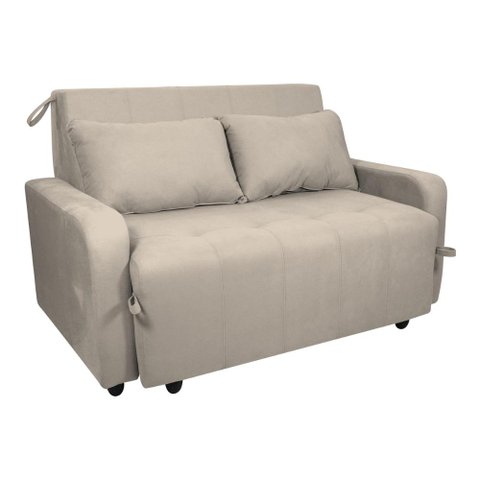 Sofá-cama 138cm 2 Lugares com Tecido Suede Multimóveis Cr45259 Bege
