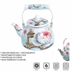 Chaleira Esmaltada 2.5 Litros Charm Cor 3 sem Apito com Indução - 4