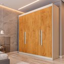 Ver imagem 1 de Guarda Roupa Solteiro 100% MDF 4 Portas 3 Gavetas Aurora - Móveis Europa - Off White/Peróba