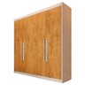 Guarda Roupa Solteiro 100% MDF 4 Portas 3 Gavetas Aurora - Móveis Europa - Off White/Peróba - 2