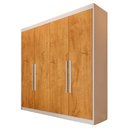 Ver imagem 2 de Guarda Roupa Solteiro 100% MDF 4 Portas 3 Gavetas Aurora - Móveis Europa - Off White/Peróba