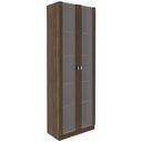 Ver imagem 1 de Armário Escritório Home Office 2 Portas de Vidro 4 Prateleiras Cannes 171x59 T01 Nogal - Lyam