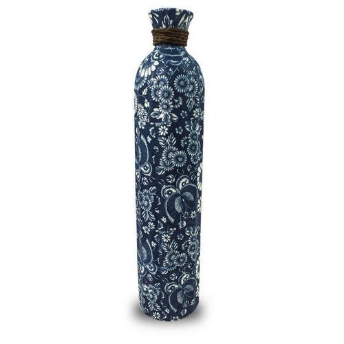 Vaso Decorativo Cerâmica Azul 45X10X10