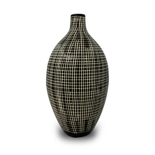 Vaso Decorativo Cerâmica Preto 37X15X15