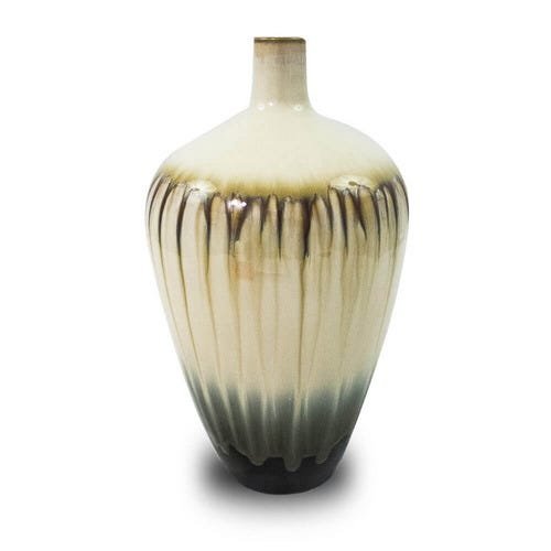 Vaso Decorativo Cerâmica Bege 31X17X17