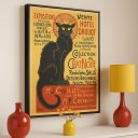 Ver imagem 1 de Quadro Decorativo Canvas Gato Chat Noir Mold.preta:90x60cm