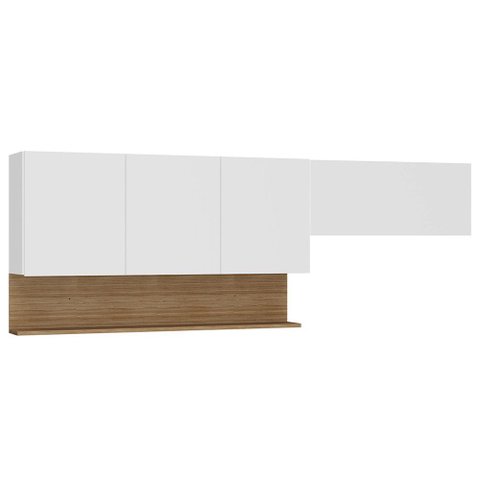 Armário de Cozinha 120cm com Aéreo 70cm Lina K02 Supremo/Freijó - Mpozenato