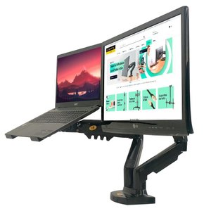 Kit Suporte Articulado Monitor e Notebook Pistão F160 Nb + Bandeja Apoio Nbh-1