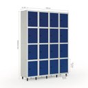 Ver imagem 3 de Armário Roupeiro Locker Guarda-Volume de Aço 16 Portas Pequenas com Fecho para Cadeado Vestiário Azul/Cinza