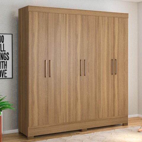 Guarda Roupa Casal 6 Portas e 3 Gavetas York - Amêndola Touch Amêndola Touch