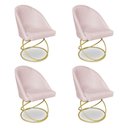 Ver imagem 1 de Kit 04 Cadeiras Poltrona de Jantar Bela Suede Base Metálica Luxo Dourado - Pallazio