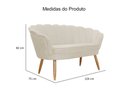 Ver imagem 2 de Kit Namoradeira + 2 Poltronas Decorativa Pétala Suede Bege Pés Madeira Ms Decor