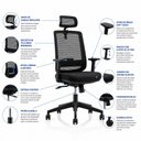 Ver imagem 5 de Cadeira de Escritório Diretor Ergonômica Giratória Reclinável Apoio Cabeça Regulagem Altura Netflex