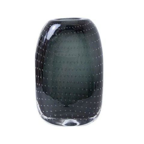Vaso Decorativo de Vidro Bolhas Preto 23,5cm Rod0003 Btc