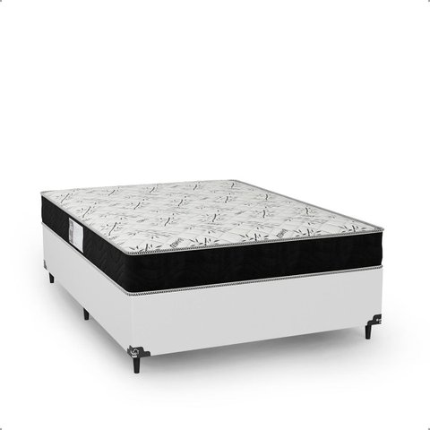 Cama Box Viúva + Colchão D33 One Face - 56x128x188cm - e-Shop Casa - Couro
