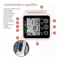 Medidor De pressão Digital Esfigmomanômetro Elétrico Com Voz - 3
