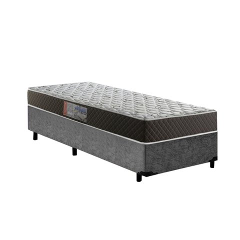Cama Box Solteiro Colchão Mola Ensacada Acolchões + Box Suede 68x88x188 Cor:Cinza